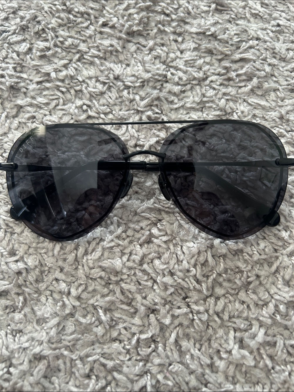 Diff Eyewear Black Aviator Sunglasses with Dark Lenses